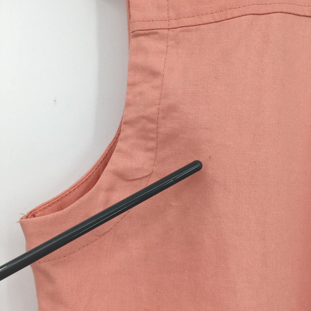 Ophelia Roe Sleeveless Linen Blend Button Down Shirt Womens L Peach Coastal - Picture 8 of 12
